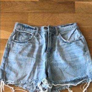 High rise denim cut off shorts